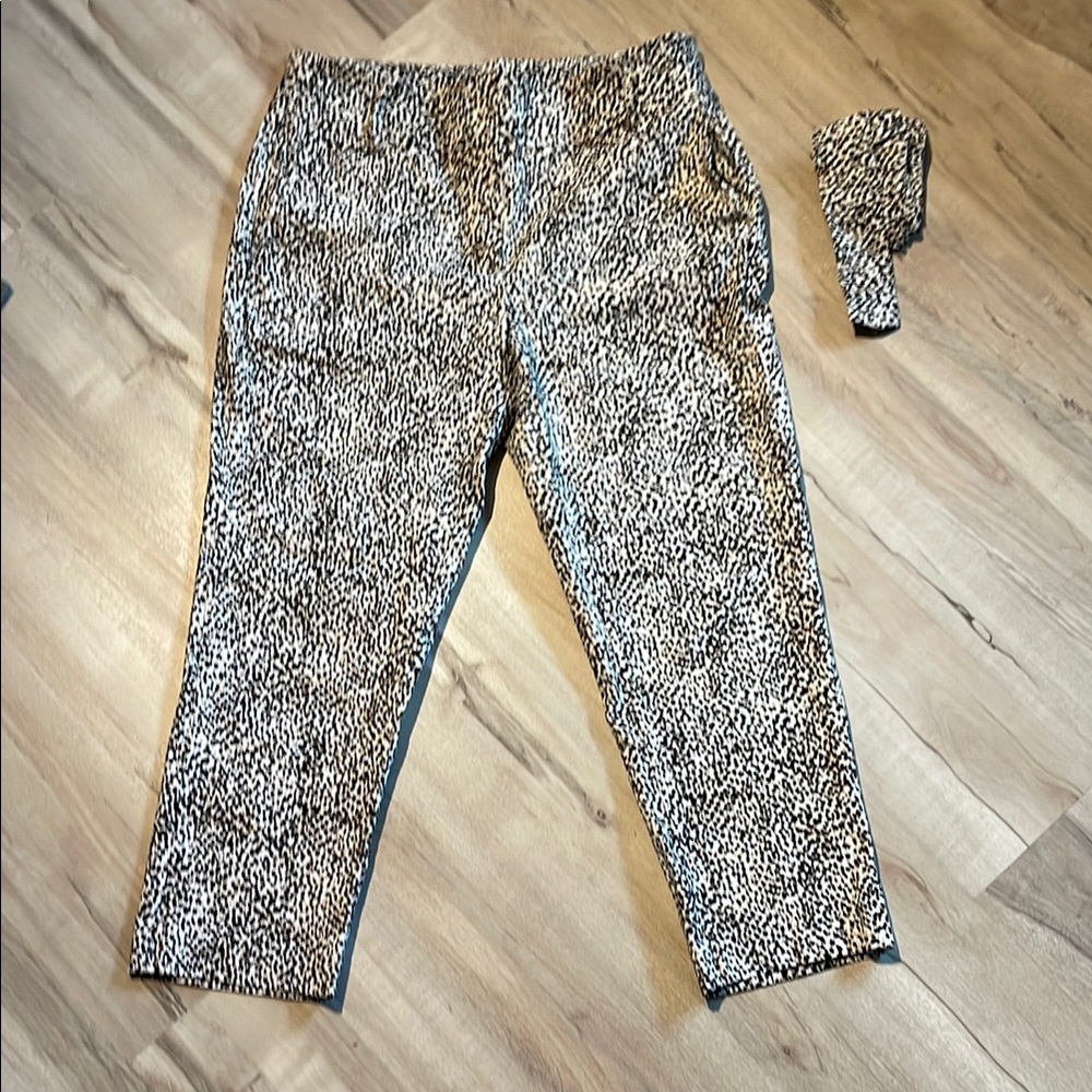 Jules & Leopold Black/white/tan Animal Print Pants